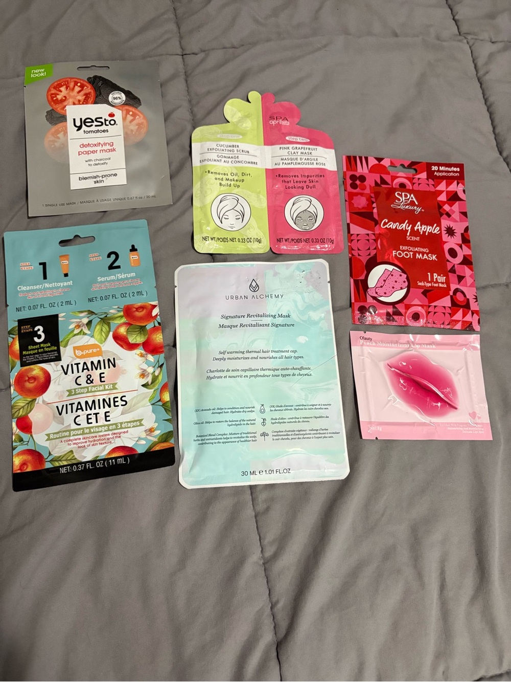 Face masks, foot mask, lip mask bundle